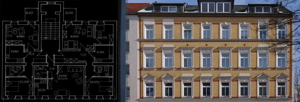 Lortzingstr. 25 Fassade und Grundriß